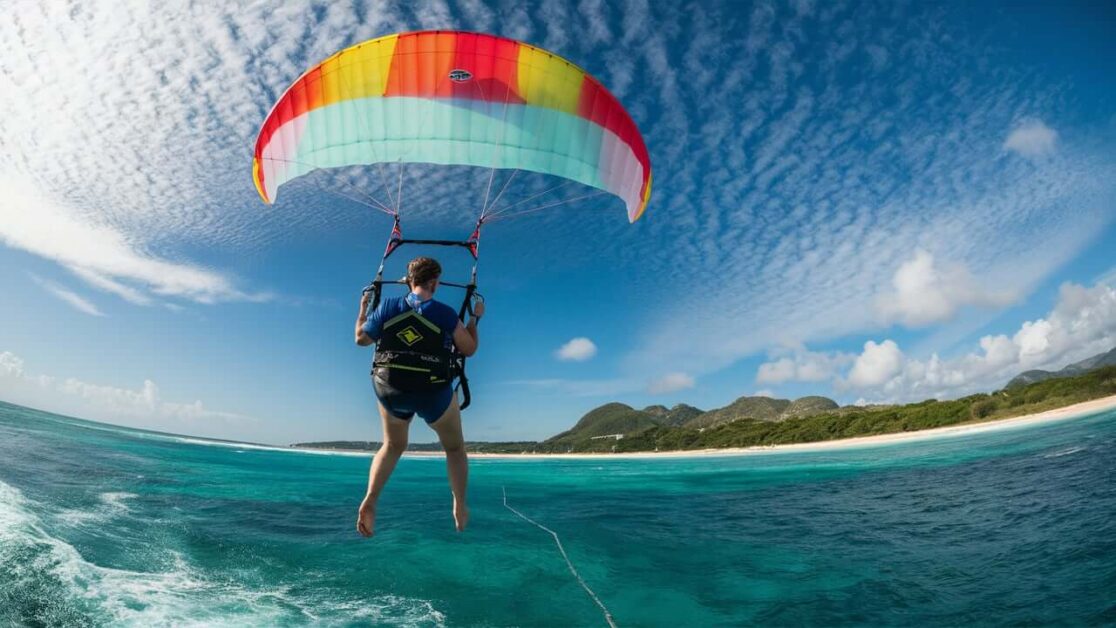 How much does parasailing cost compared to paragliding at Anjuna Beach?