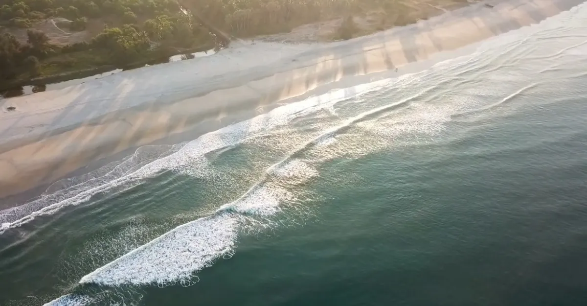 An aerial view of Varkala Beach in Goa.